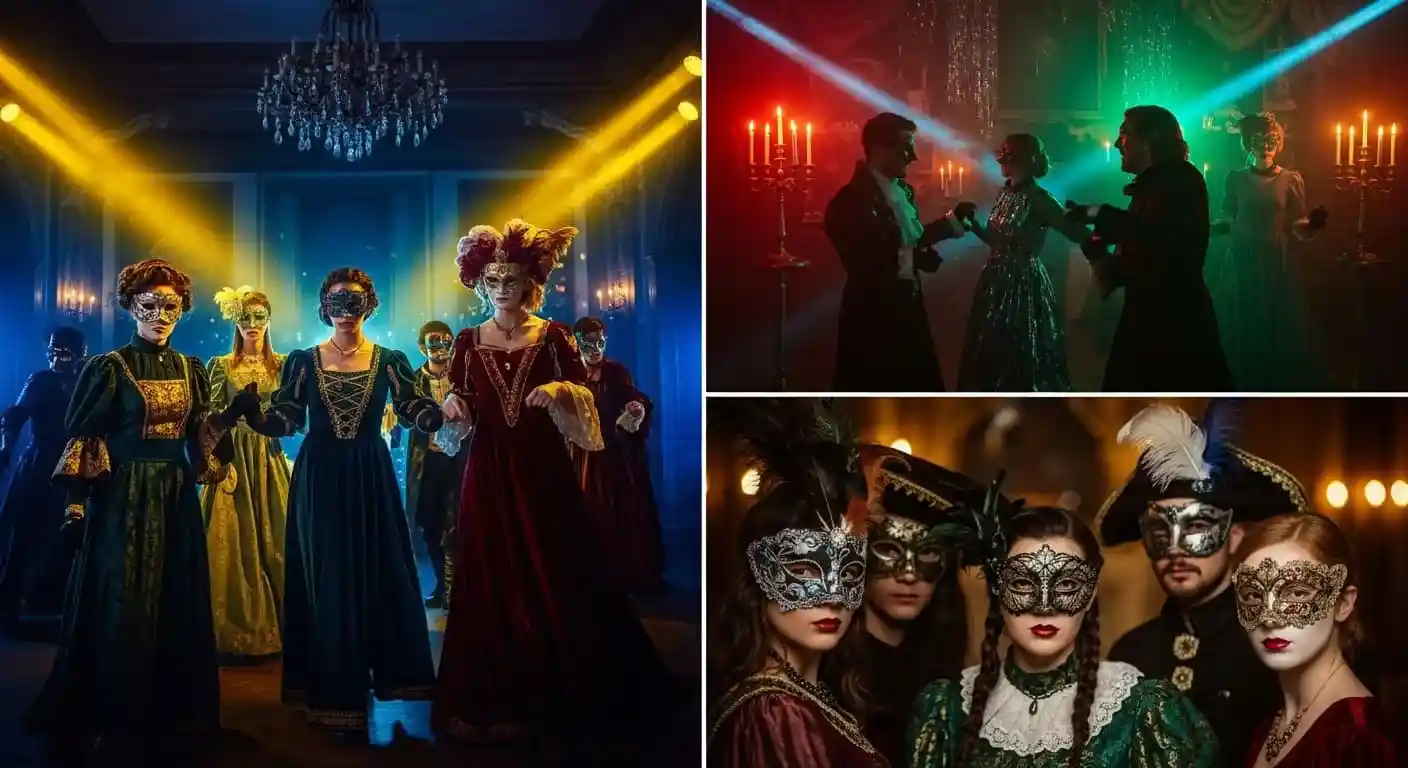 Гости в костюмах на тематической вечеринке