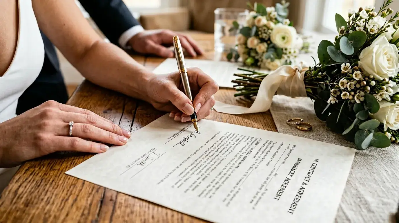 Подписание договора на аренду банкетного зала для свадьбы