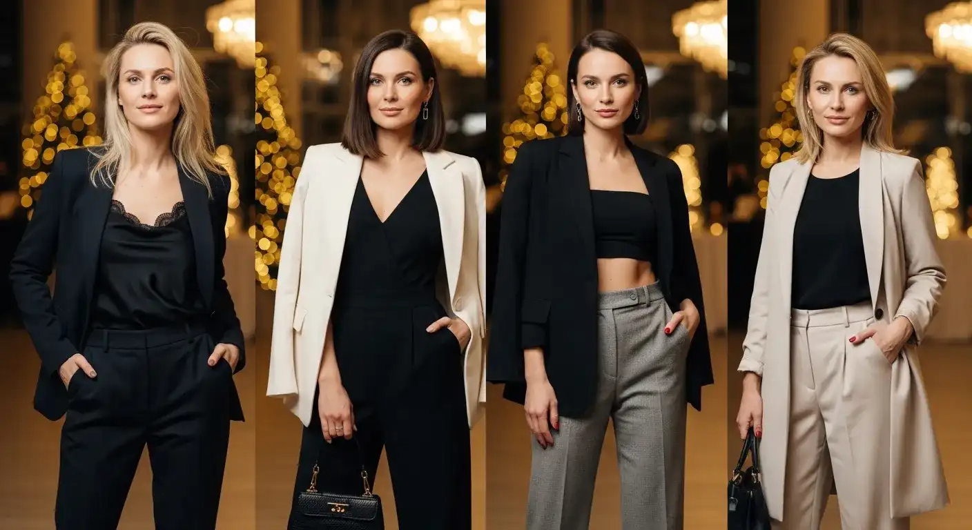 Женские костюмы и альтернативы платьям для новогоднего корпоратива